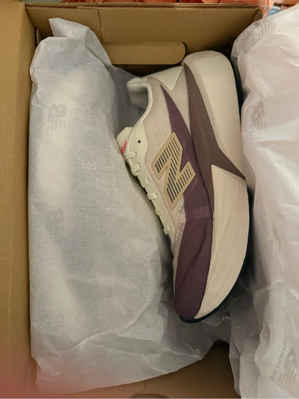 New Balance Women's Cream and Mauve FuelCell Rebel v5